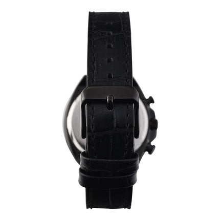 Alba Prestige AM3497X1 Chronograph Black Dial Black Leather Strap