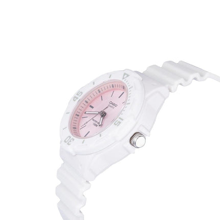 Casio LRW-200H-4E3VDF Ladies Analog Pink Sunray Dial White Resin Band