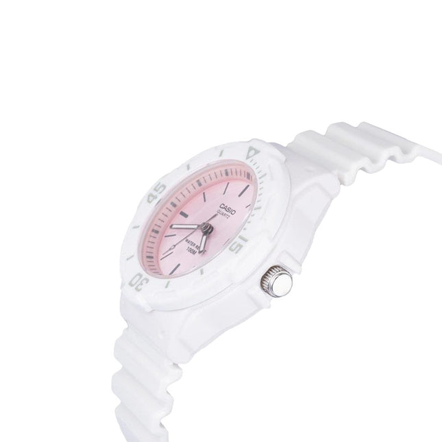 Casio LRW-200H-4E3VDF Ladies Analog Pink Sunray Dial White Resin Band