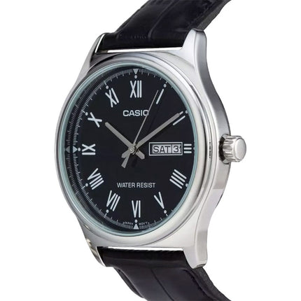 Casio General MTP-V006L-1BUDF Men Black Dial Black Leather Band