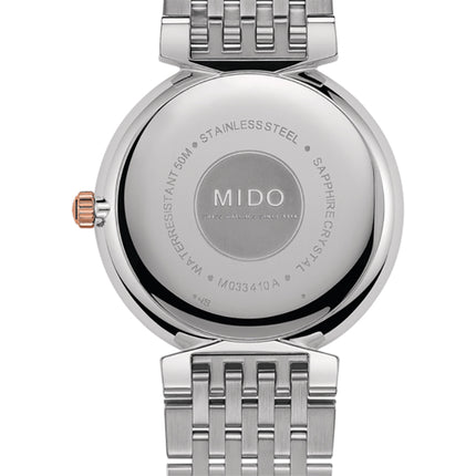 Mido M033.410.22.013.00 Dorada Men White Dial Dual Tone Stainless Steel Strap