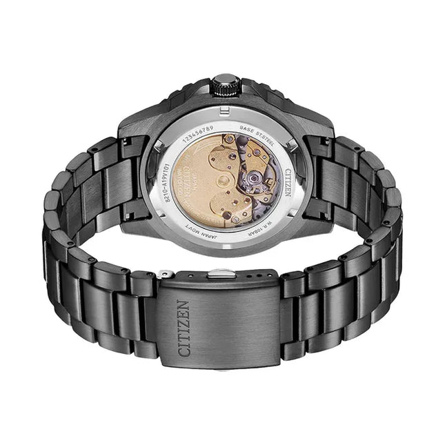 Citizen Mechanical NJ0177-84X Automatic Men Green Luminous Dial Gunmetal Stainless Steel Strap