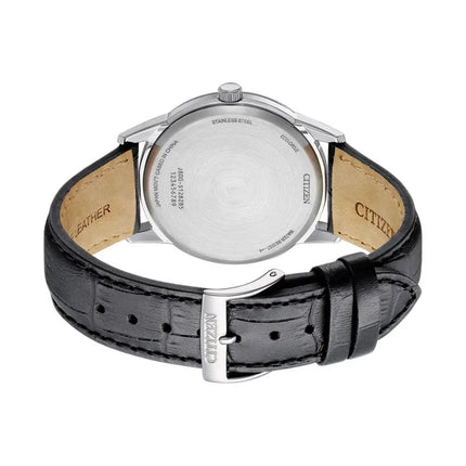 Citizen Eco-Drive AW0100-27E Men Black Dial Black Leather Strap