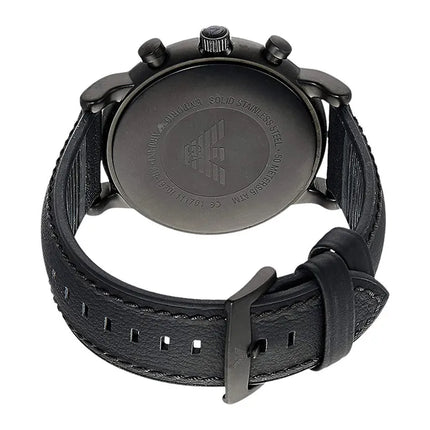 Emporio Armani Chronograph AR1970 Black Dial Black Leather Strap