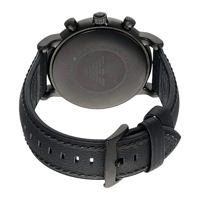 Emporio Armani Chronograph AR1970 Black Dial Black Leather Strap