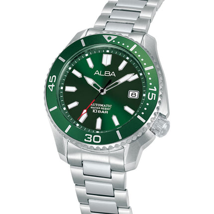 Alba Mechanical AU4087X1 Men Green Dial Stainless Steel Strap