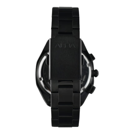 Alba Sign A AT3H01X1 Chronograph Black Pattern Dial Black Stainless Steel Strap