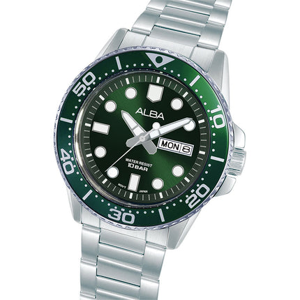 Alba Active AV3595X1 Men Green Dial Stainless Steel Strap