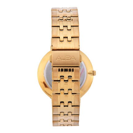 Alba Prestige AS9D74X1 Men Champagne Dial Gold Stainless Steel Strap