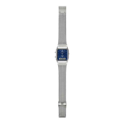 Casio General AQ-230EM-2ADF Vintage Blue Digital Analog Dial Stainless Steel Mesh Band