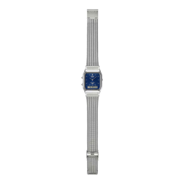 Casio General AQ-230EM-2ADF Vintage Blue Digital Analog Dial Stainless Steel Mesh Band