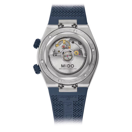 MIDO Multifort 8 M047.507.17.041.00 Two Crowns Octagonal Blue Dial Blue Rubber Strap