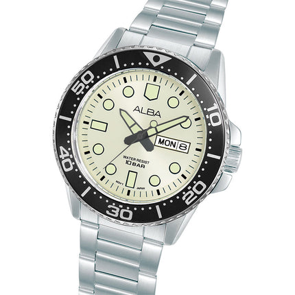 Alba Active AV3601X1 Men Light Champagne Dial Stainless Steel Strap