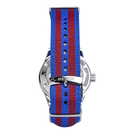 Seiko 5 Sports SRP303K1 Barcelona Blue Dial Dual Tone Nylon Strap