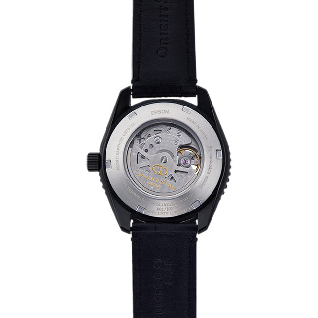 Orient Star RE-AT0105B Automatic Men Open Heart Black Dial Black Leather Strap