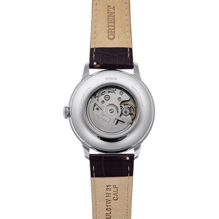 Orient Classic RA-AK0805E Bambino Automatic Sun & Moon Green Dial Brown Leather Strap