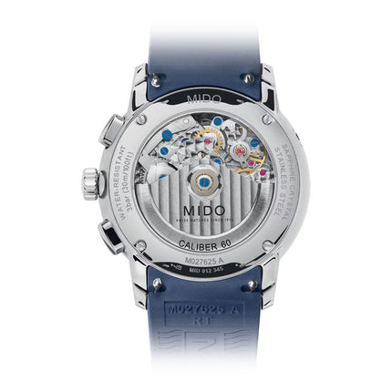 MIDO Baroncelli M027.625.17.041.00 Chronograph Moonphase Blue Dial Blue Rubber Strap