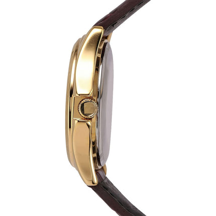 Casio General MTP-V004GL-9AUDF Men Enticer Champagne Dial Brown Leather Band