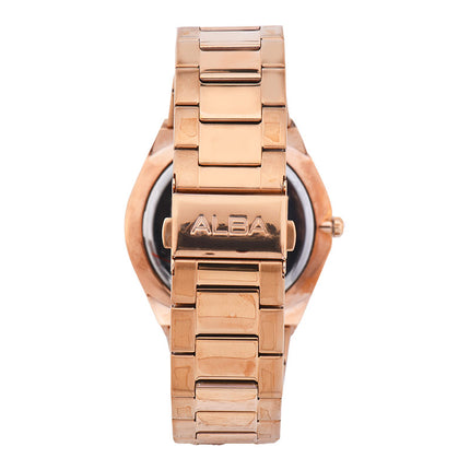 Alba Prestige AS9H96X1 Men Silver Dial Rose Gold Stainless Steel Strap