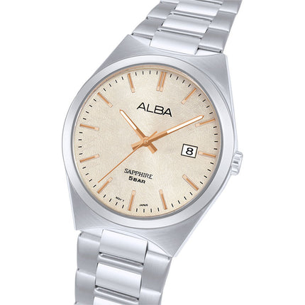 Alba Prestige AS9V79X1 Men Sapphire Ivory Dial Stainless Steel Strap