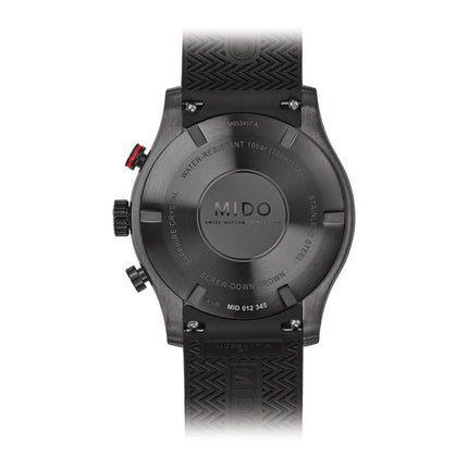 MIDO Multifort M053.417.37.051.00 Chronograph Black Dial Black Rubber Strap