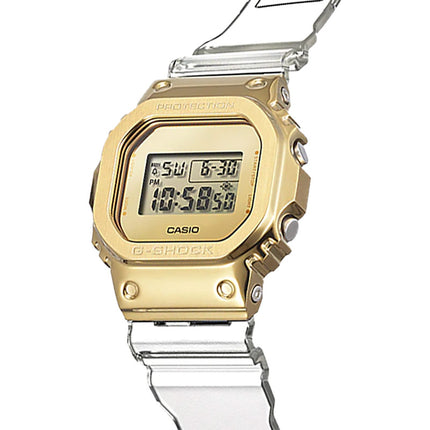 Casio G-Shock GM-5600SG-9DR Gold Ingot Collection Square Metal Covered Digital Dial Clear Resin Band