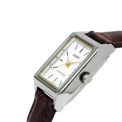 Casio General LTP-V007L-9EUDF Tank Champagne Dial Brown Leather Band