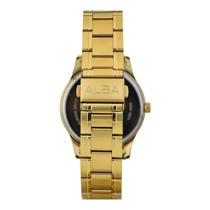 Alba Prestige AJ6148X1 Men Gold Dial Gold Stainless Steel Strap