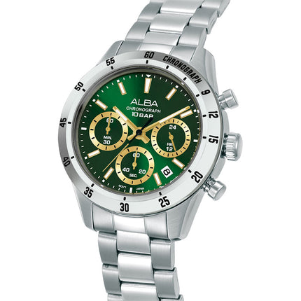 Alba Active AT3L23X1 Chronograph Men Green Dial Stainless Steel Strap