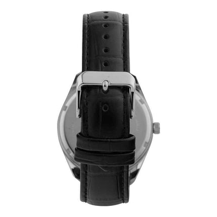 Alba AJ6193X1 Men Silver Dial Black Leather Strap