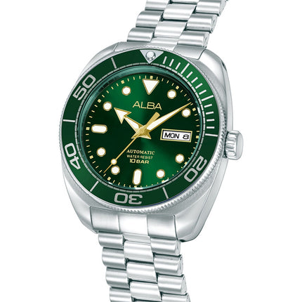 Alba Mechanical AL4817X1 Automatic Men Baby Turtle Green Dial Stainless Steel Strap