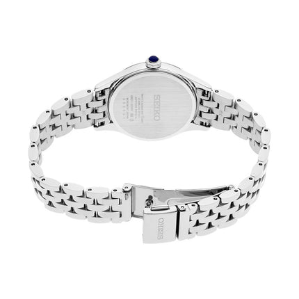 Seiko Ladies SUR609P1 Discover More Silver Dial Stainless Steel Strap