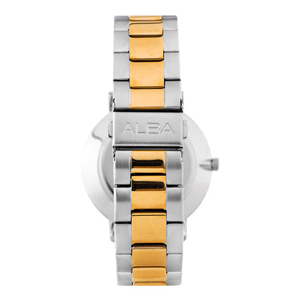 Alba Prestige AS9K11X1 Men Light Champagne Pattern Dial Dual Tone Stainless Steel Strap