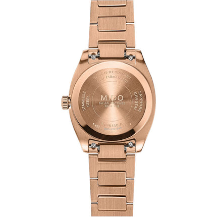 MIDO Multifort TV 28 M049.110.33.263.00 Ladies Ivory Dial Rose Gold Stainless Steel Strap