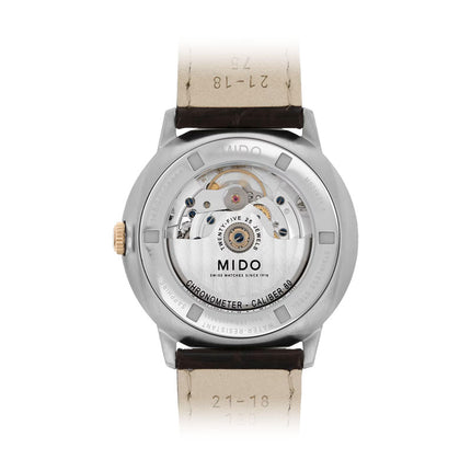 MIDO Commander M021.431.26.061.00 COSC Chronometer Automatic Black Dial Brown Leather Strap