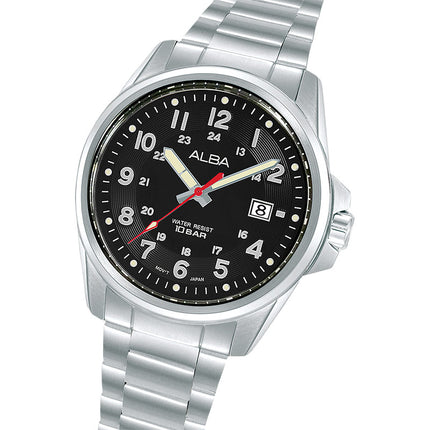 Alba Active AS9W03X1 Men Matte Black Dial Stainless Steel Strap