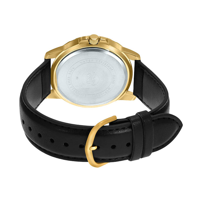 Casio General MTP-VD200GL-1BUDF Gold Case Black Dial Leather Band