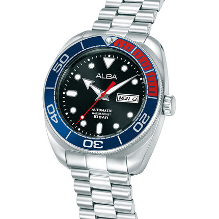 Alba Mechanical AL4819X1 Automatic Men Baby Turtle Pepsi Black Dial Stainless Steel Strap
