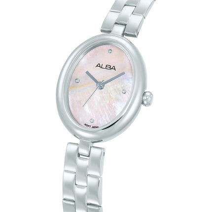 Alba Fashion AH8925X1 Ladies Analog Light Pink Mother of Pearl Dial Stainless Steel Strap