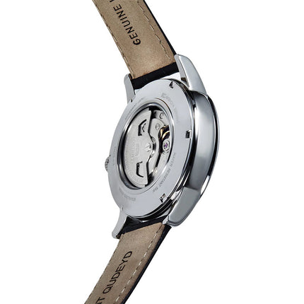 Orient Classic RA-AK0008S Men Automatic Sun & Moon White Dial Black Leather Strap