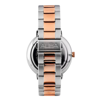 Alba Prestige AS9J78X1 Silver White Dial Dual Tone Stainless Steel Strap