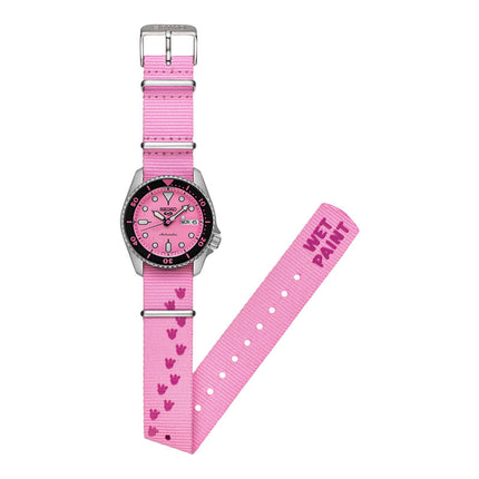 Seiko 5 Sports x Pink Panther SRPM07K1 Pink Dial Stainless Strap Limited Edition + Extra Strap