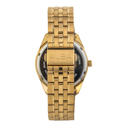Alba ARX116X1 Men Gold Dial Gold Stainless Steel Strap