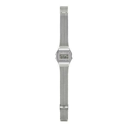 Casio General A158WEM-7DF Vintage Digital Dial Mesh Stainless Steel Band