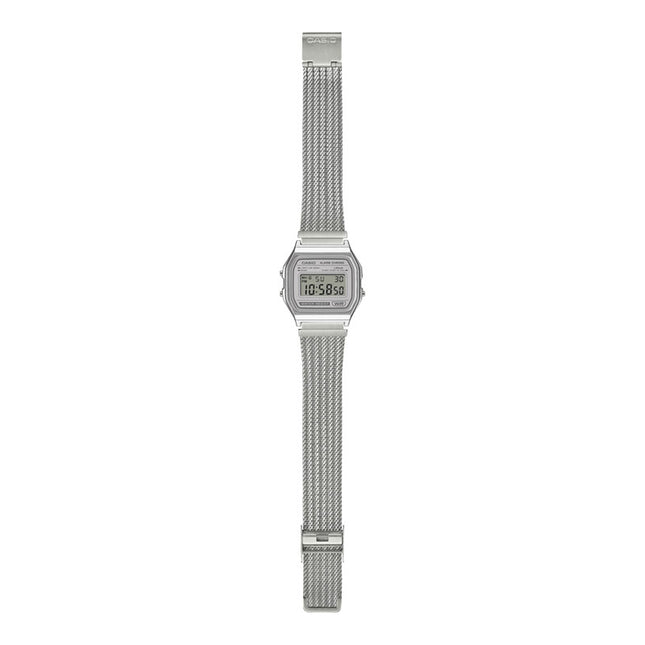 Casio General A158WEM-7DF Vintage Digital Dial Mesh Stainless Steel Band