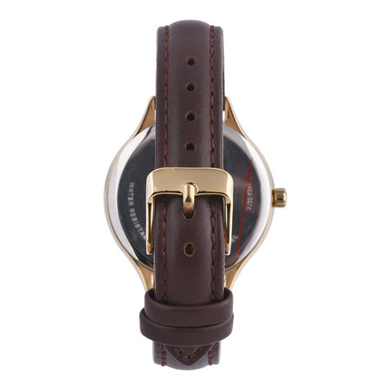 Alba Fashion AG8Q58X1 Ladies Silver White Dial Dark Brown Leather Strap