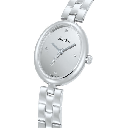 Alba Fashion AH8921X1 Ladies Analog Silver Polished Dial Stainless Steel Strap