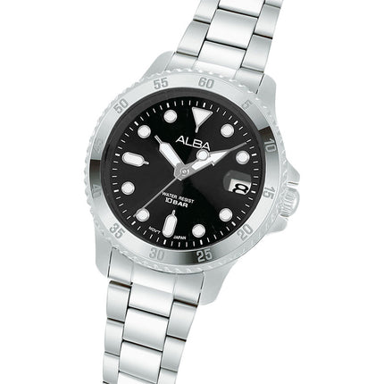 Alba Active AG8Q45X1 Ladies Black Dial Stainless Steel Strap