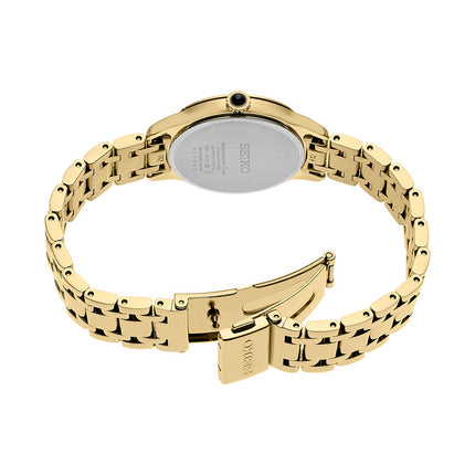 Seiko Ladies SRZ552P1 Champagne Sparkle Effect Dial Gold Stainless Steel Strap