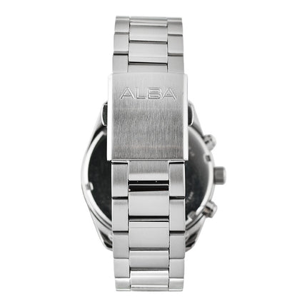 Alba AT3H67X1 Chronograph Men Black Dial Stainless Steel Strap